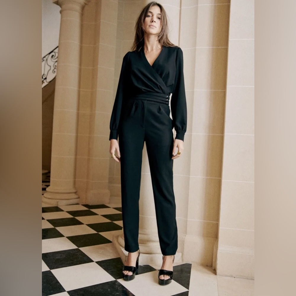 Sézane Penda Wrap Jumpsuit — Size 4 / FR 36 (Excellent, Worn Once)